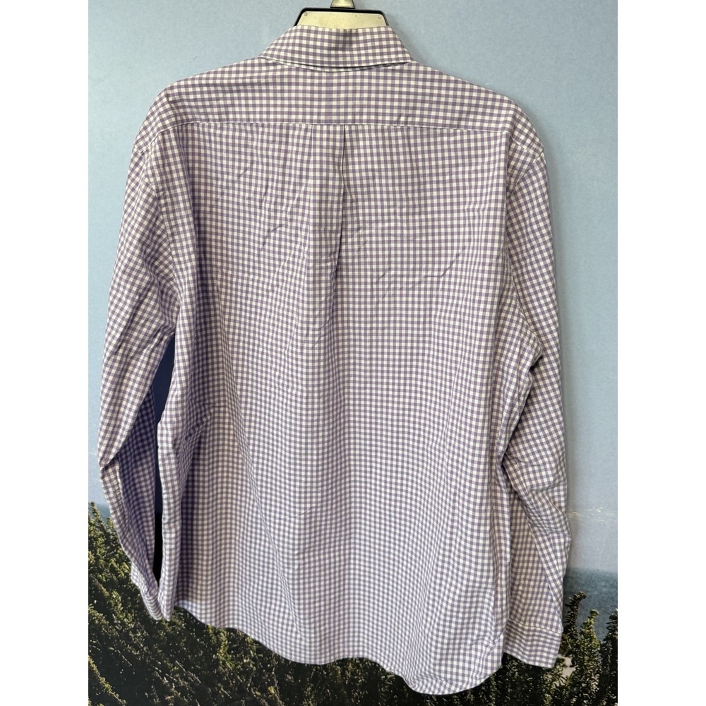 POLO Ralph Lauren Classic Fit Oxford men's shirt Purple Gingham Check XL Preppy - Picture 3 of 5